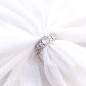 Elegant Silver Plated Crystal Adjustable Ring