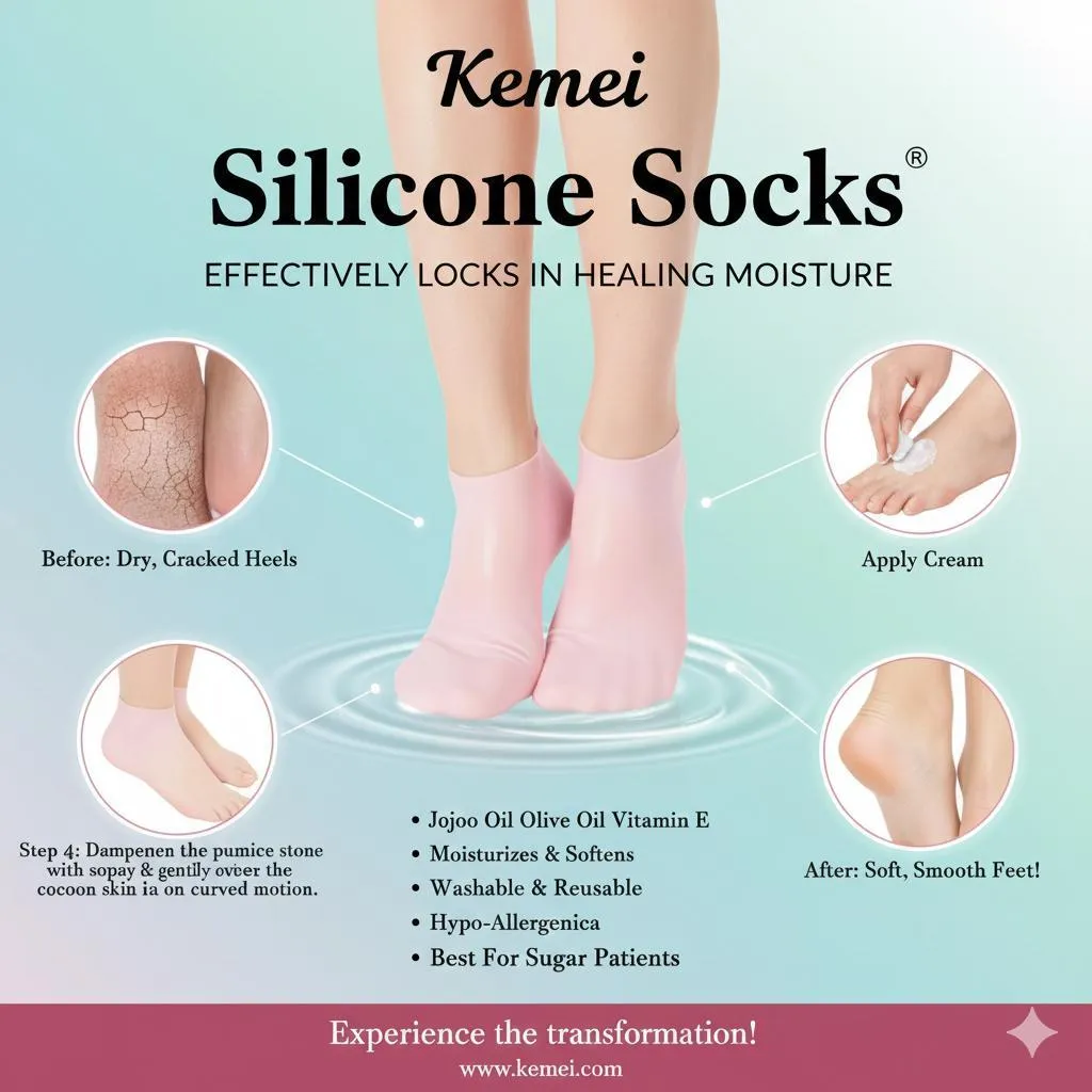 Kemei Silicone Moisturizing Socks - Image 6