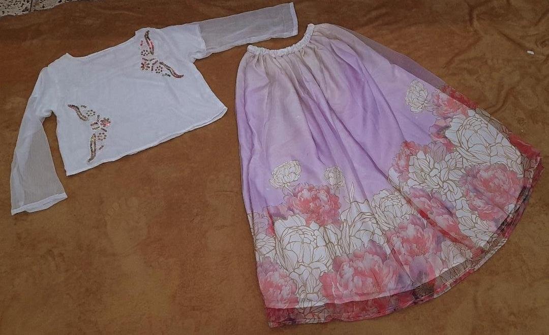 Exquisite 2 Pcs Sequins Embroidered Lehenga Choli Set in Multicolor Chiffon Fabric - Image 3