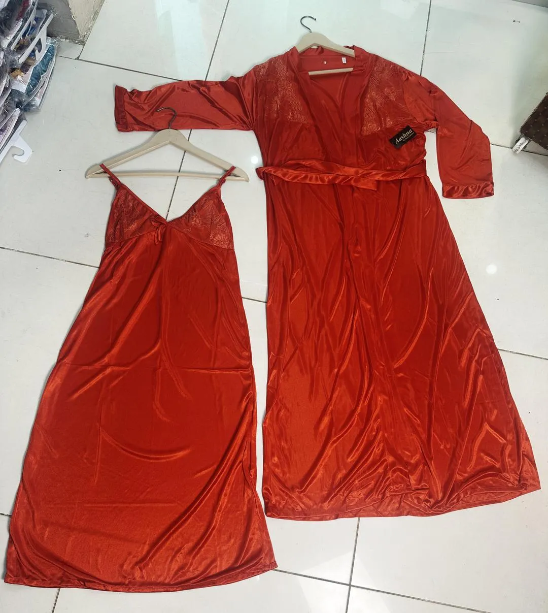 2 pcs Jersey Lace Light Weight Nightwear Set - Image 3