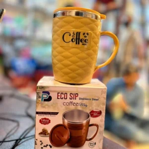 Premium Eco SIP Stainless Steel Coffee Mug – 400ml Insulated Hot Coffee Cup with BPA-Free Lid | Quilted Pink Design | Heat Retention Travel Mug for Office, Home, Car | Keep Hot & Cold | Stylish Reusable Mug for Men & Women