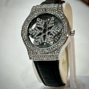 European Trend Viral Snowflake Crystal Watch – Black Version