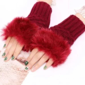 2 Pcs Wool Textured Fingerless Gloves